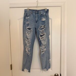 Extremely Distressed American Eagle Mom Jeans
